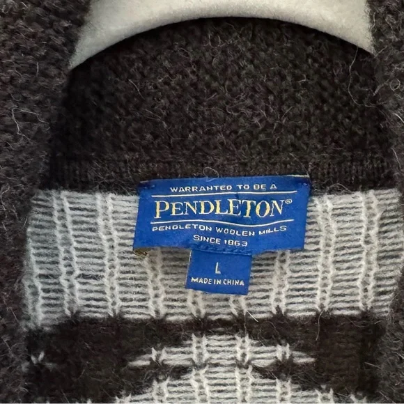 Pendleton Cardigan Sweater Wool Alpaca Knit Aztec Southwestern Country Blue L - Picture 8 of 8